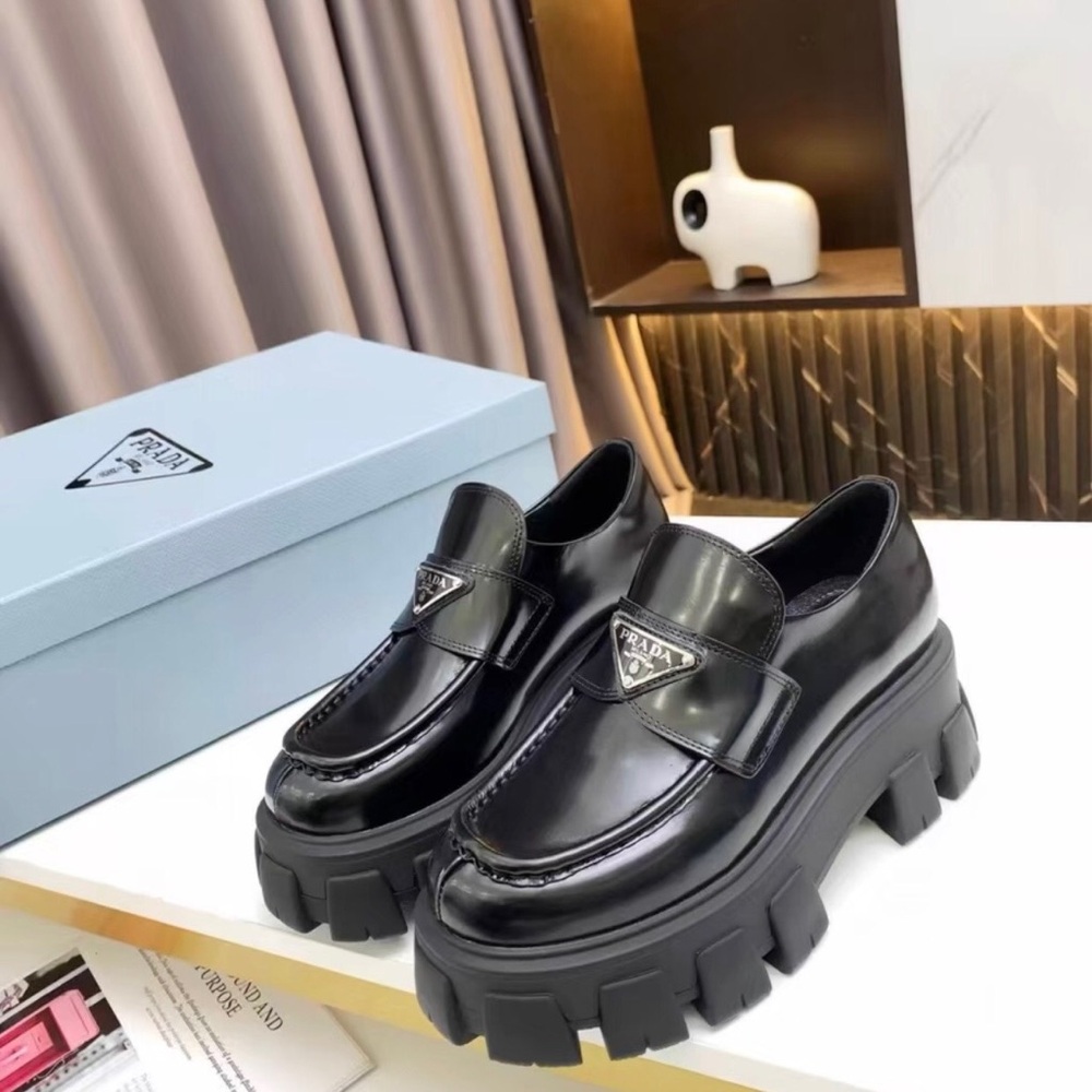 Prada Glossy Black Chunky Loafers - Picture 2 of 6